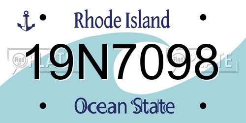 19N7098 Rhode Island License Plate