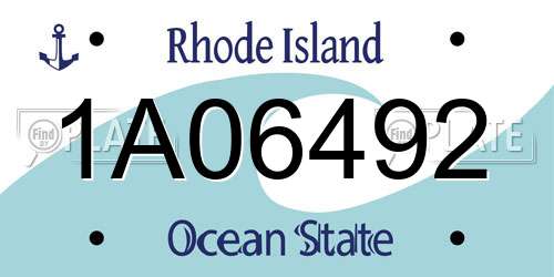 1A06492 Rhode Island License Plate