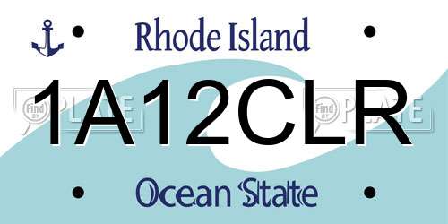 1A12CLR Rhode Island License Plate