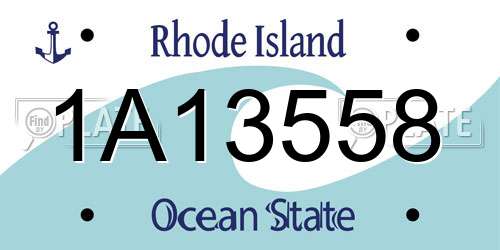 1A13558 Rhode Island License Plate