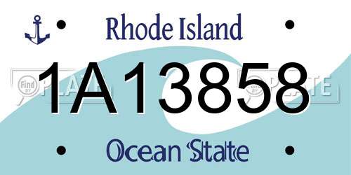1A13858 Rhode Island License Plate