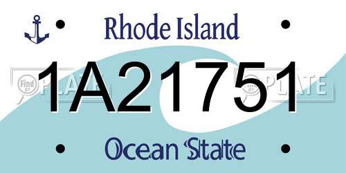 1A21751 Rhode Island License Plate
