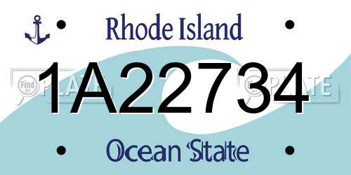 1A22734 Rhode Island License Plate