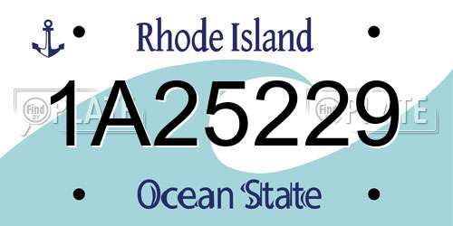 1A25229 Rhode Island License Plate