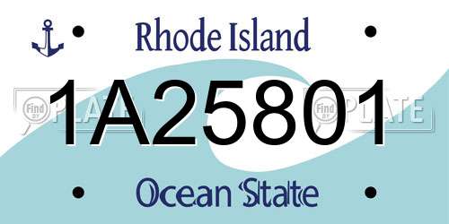 1A25801 Rhode Island License Plate