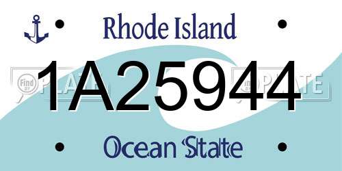 1A25944 Rhode Island License Plate