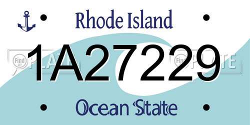 1A27229 Rhode Island License Plate