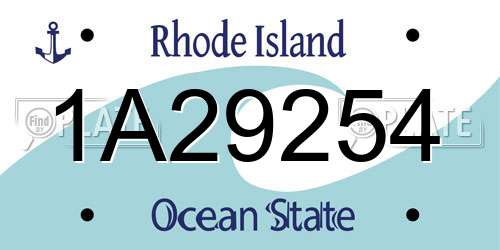 1A29254 Rhode Island License Plate