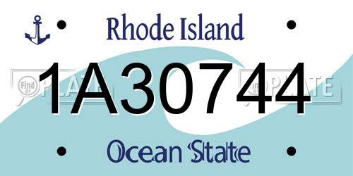 1A30744 Rhode Island License Plate
