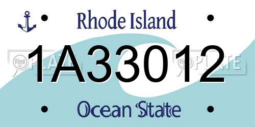 1A33012 Rhode Island License Plate