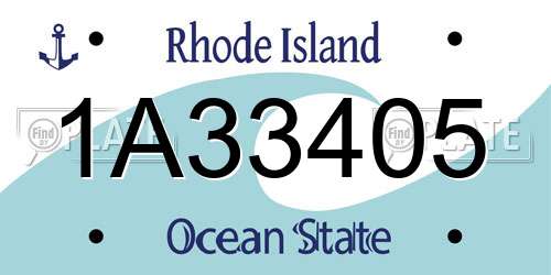 1A33405 Rhode Island License Plate