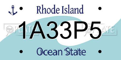 1A33P5 Rhode Island License Plate