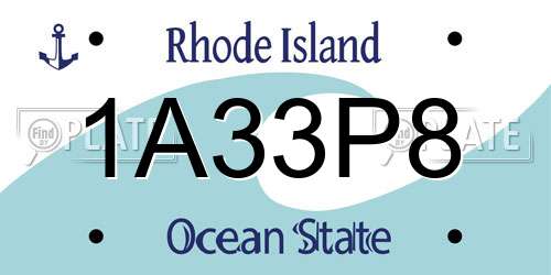 1A33P8 Rhode Island License Plate