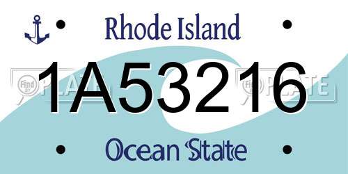 1A53216 Rhode Island License Plate