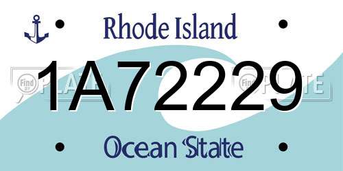 1A72229 Rhode Island License Plate