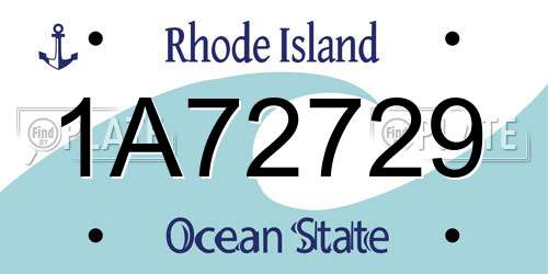 1A72729 Rhode Island License Plate