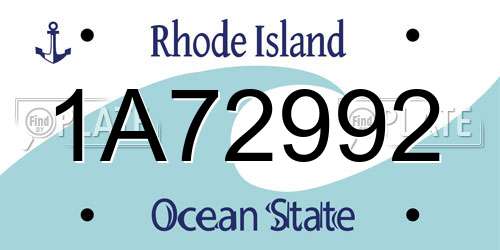 1A72992 Rhode Island License Plate