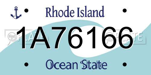 1A76166 Rhode Island License Plate