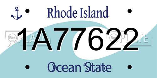 1A77622 Rhode Island License Plate