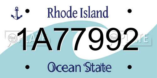 1A77992 Rhode Island License Plate