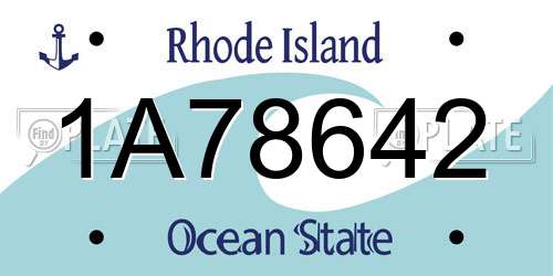 1A78642 Rhode Island License Plate