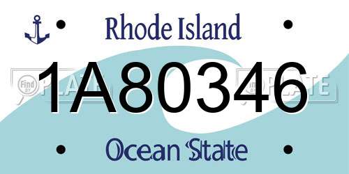 1A80346 Rhode Island License Plate