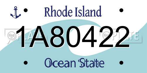 1A80422 Rhode Island License Plate