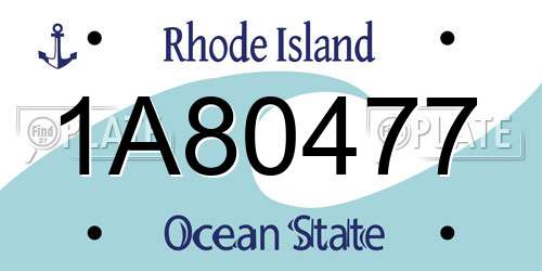 1A80477 Rhode Island License Plate
