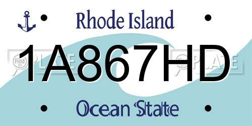 1A867HD Rhode Island License Plate