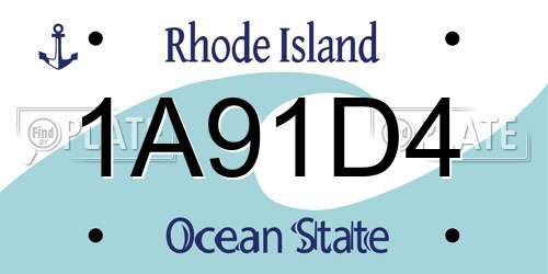 1A91D4 Rhode Island License Plate