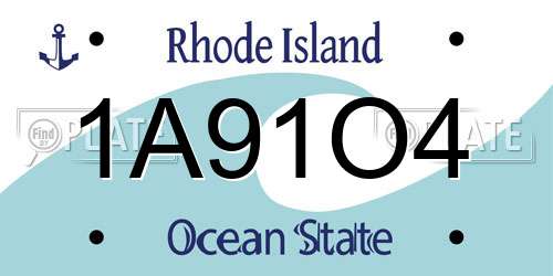 1A91O4 Rhode Island License Plate