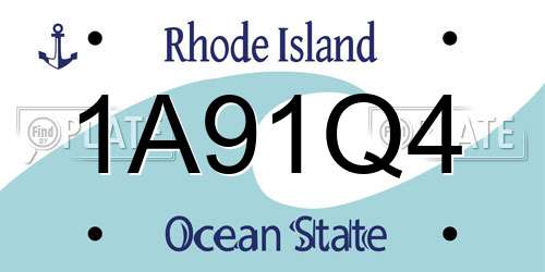 1A91Q4 Rhode Island License Plate