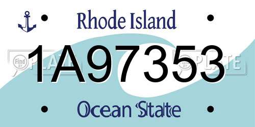 1A97353 Rhode Island License Plate