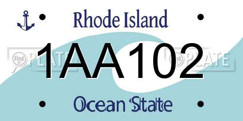 1AA102 Rhode Island License Plate