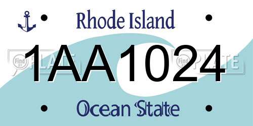 1AA1024 Rhode Island License Plate