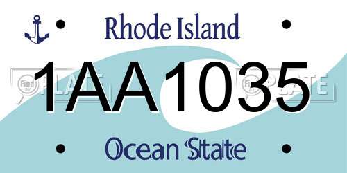 1AA1035 Rhode Island License Plate