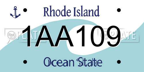 1AA109 Rhode Island License Plate
