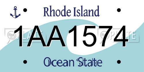 1AA1574 Rhode Island License Plate