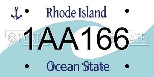 1AA166 Rhode Island License Plate