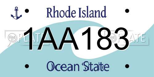 1AA183 Rhode Island License Plate