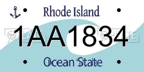 1AA1834 Rhode Island License Plate