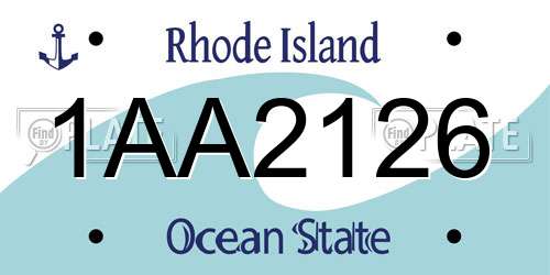 1AA2126 Rhode Island License Plate