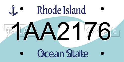 1AA2176 Rhode Island License Plate