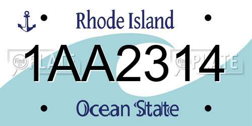 1AA2314 Rhode Island License Plate