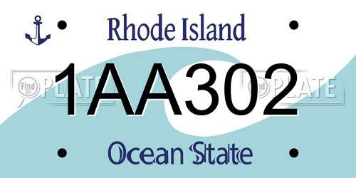 1AA302 Rhode Island License Plate
