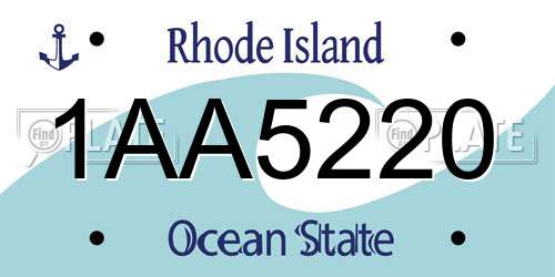 1AA5220 Rhode Island License Plate