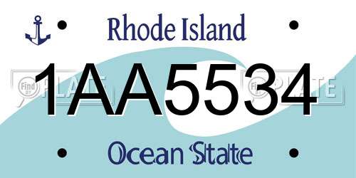 1AA5534 Rhode Island License Plate
