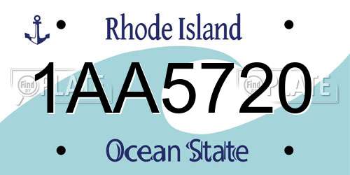 1AA5720 Rhode Island License Plate