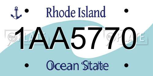 1AA5770 Rhode Island License Plate