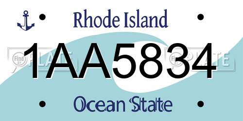 1AA5834 Rhode Island License Plate